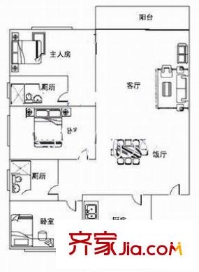 東城中心三期 3室 戶型圖