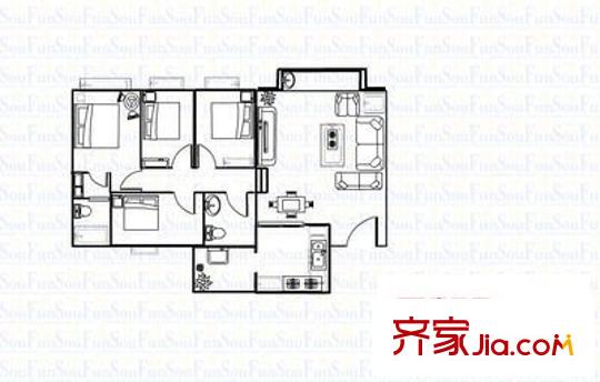 聚龍閣 4室 戶型圖