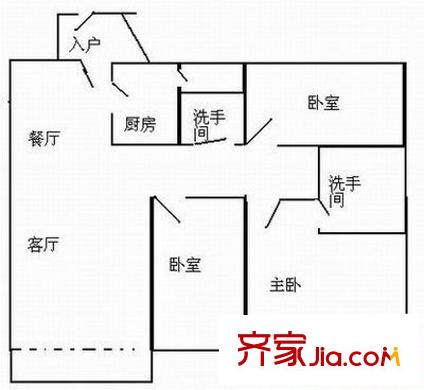 東安花園 3室 戶型圖