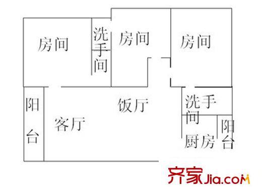 龍升豪苑 3室 戶型圖
