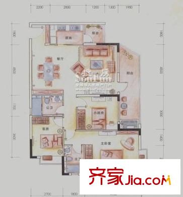 聯(lián)華花園城二期 3室 戶型圖