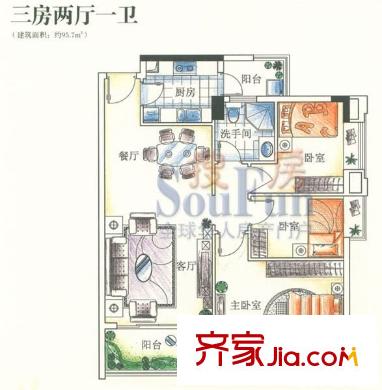 聯(lián)華花園城二期 3室 戶(hù)型圖