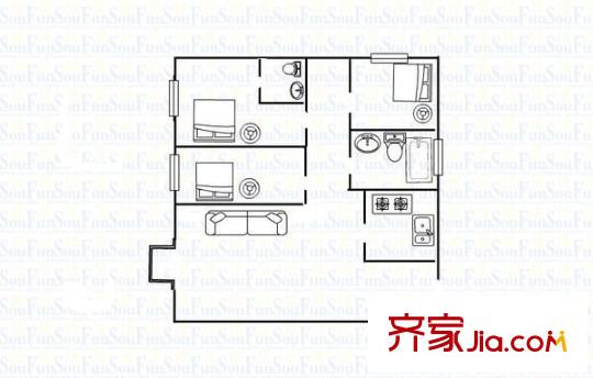 康湖山莊 3室 戶型圖
