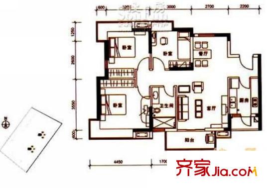 豐盛名苑  3室  戶型圖
