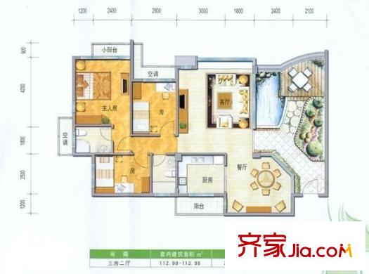 東城中心三期 3室 戶型圖