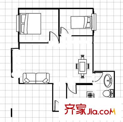 萬(wàn)輝花園 2室2廳 戶型圖