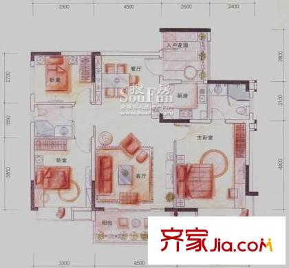 聯(lián)華花園城二期 3室 戶型圖