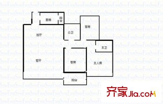 聯(lián)華花園城二期 3室2廳 戶型圖