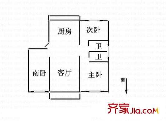 景湖春天二期 3室 戶型圖