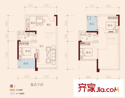 長虹百薈花園19、20棟標(biāo)準(zhǔn)層D(3+1復(fù)式)戶型 3室2廳2衛(wèi)1廚