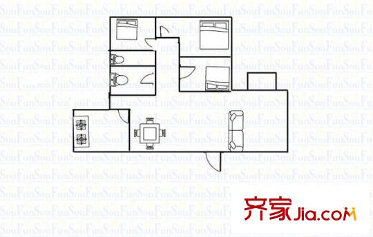 東方花園 3室 戶型圖
