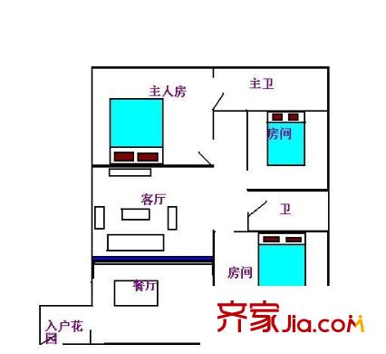 東方花園 3室 戶型圖