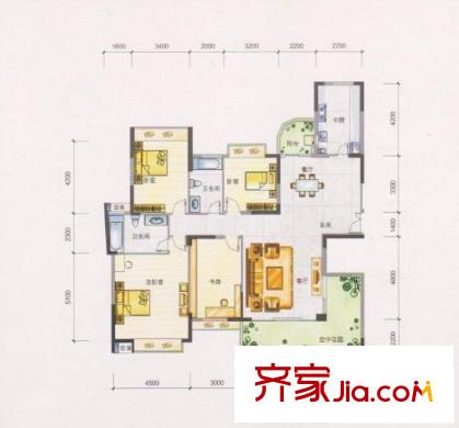 松山湖和堂 4室2廳 戶型圖