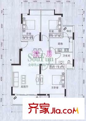 都會廣場 3室 戶型圖