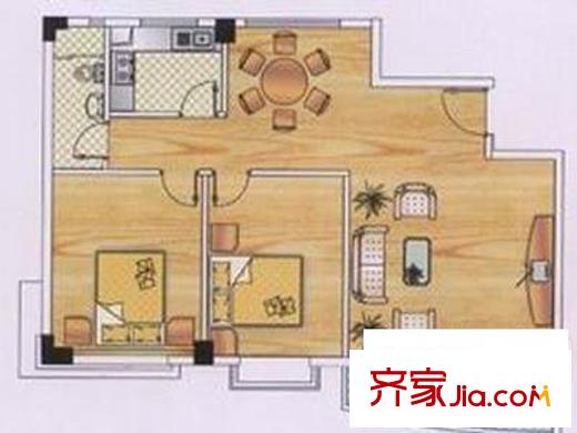 金地利廣場(chǎng) 2室 戶型圖