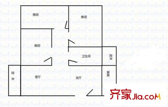 塘廈花園中心 3室 戶型圖