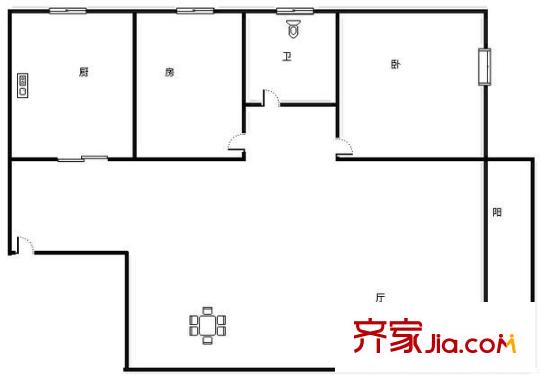 塘廈花園中心 2室 戶型圖