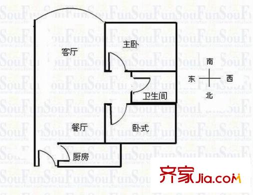 紫荊花園一期 2室 戶型圖