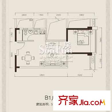 尚書銀座1室1廳戶型圖