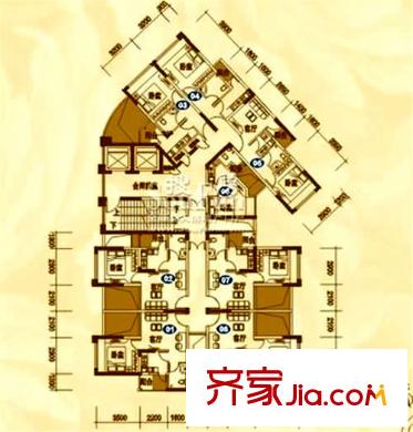 香繽城市花園戶型圖9棟 1室1廳