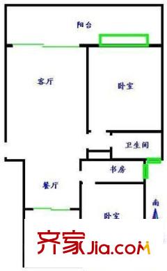 康樂大廈 2室 戶型圖