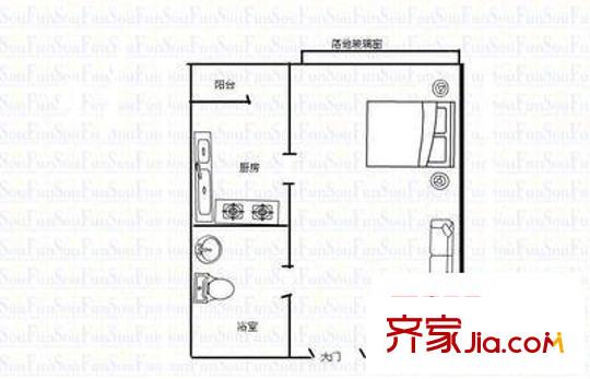 新世紀(jì)河畔廣場 1室 戶型圖
