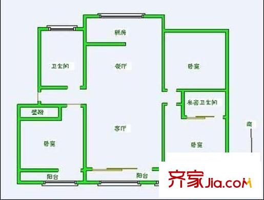 南峰玫瑰園 3室 戶型圖
