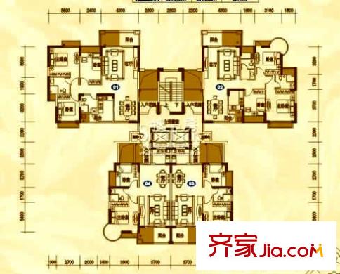 香繽城市花園戶型圖7棟戶型 3室2廳