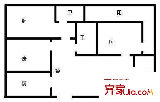陽光海岸寬寓戶型圖寬寓(陽光海岸一期) 3室 戶型圖 3室2廳2衛(wèi)1廚