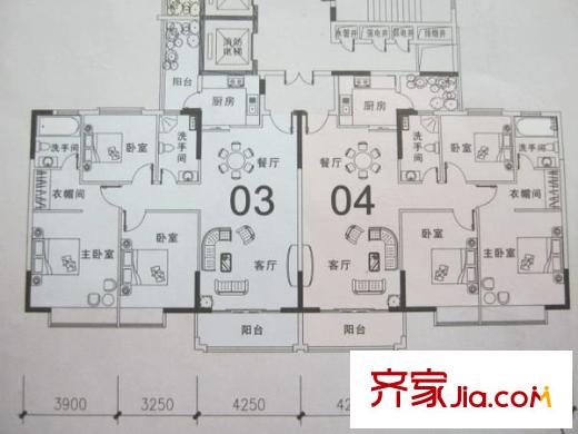 隆福花園二期 3室 戶型圖