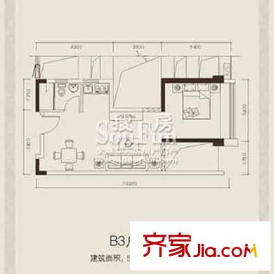 尚書銀座1室1廳戶型圖