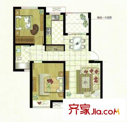 康樂大廈 2室 戶型圖