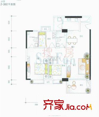 精英名都 3室2廳戶型圖
