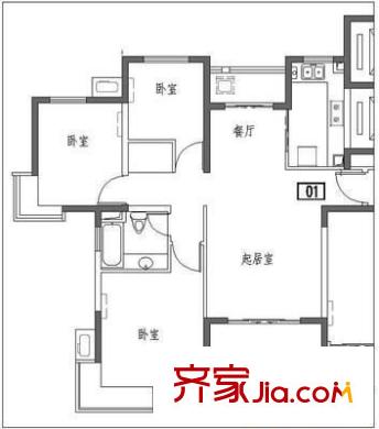 江濱花園七期 3室 戶型圖