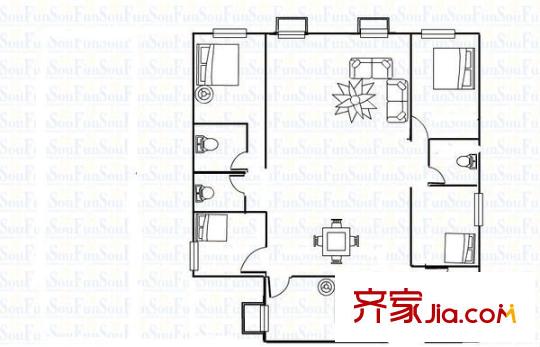 隆?；▓@二期 4室 戶型圖