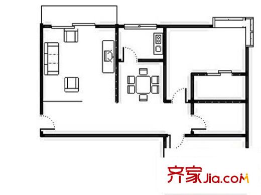 長(zhǎng)安城市花園  2室 戶型圖
