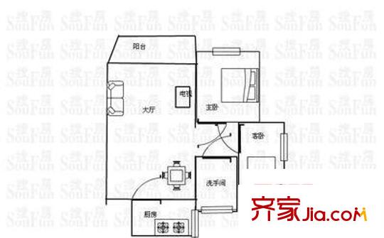 曦龍廣場 2室 戶型圖
