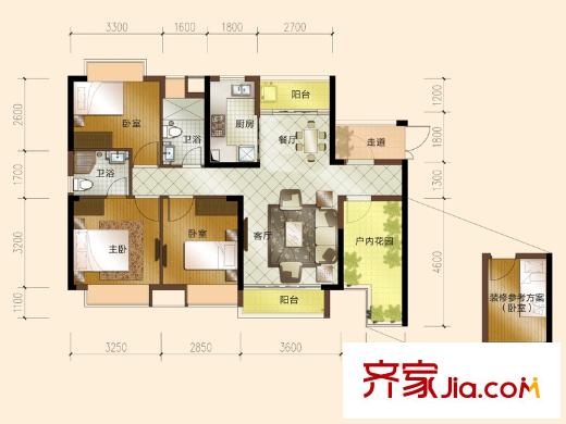 鳳崗三正瑞士半山戶型圖東莞 塘廈三正瑞士半山 3室 戶型圖 3室2廳2衛(wèi)1廚