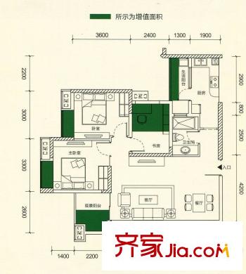 香市1號(hào)戶型圖8-11棟標(biāo)準(zhǔn)層06房6棟03房H6戶型（售完） 3室2廳1衛(wèi)1廚