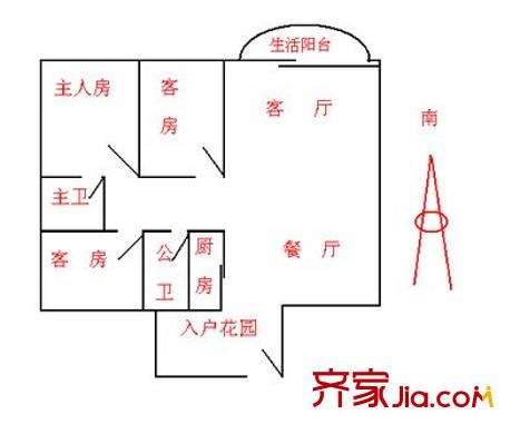 富康豪庭一期 3室 戶型圖