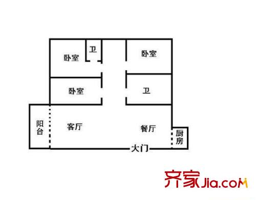 綠茵華庭 3室 戶型圖