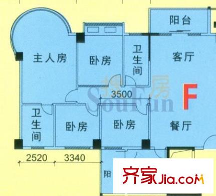 綠茵華庭 4室 戶型圖
