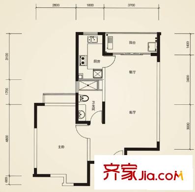 寮步私宅戶型圖寮步投資住家私宅 2室 戶型圖 2室1廳1衛(wèi)1廚