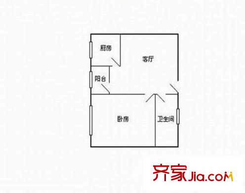  富雅花園 1室　戶型圖