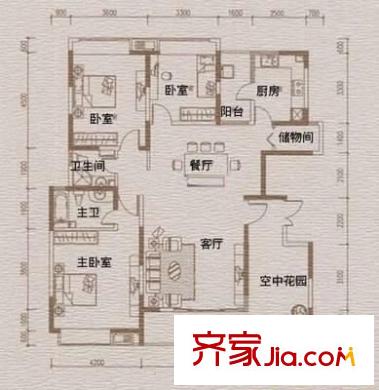 富康豪庭一期 3室 戶型圖