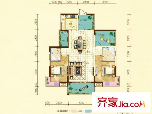 香樟1號8棟01房 3室2廳2衛(wèi)1廚