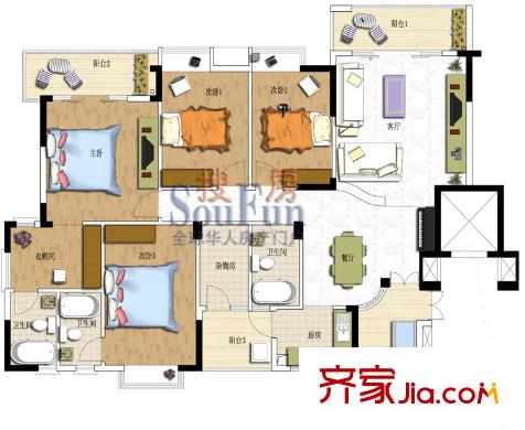 石竹山水園 4室2廳戶型圖