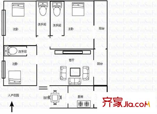 萬科廣場 3室 戶型圖
