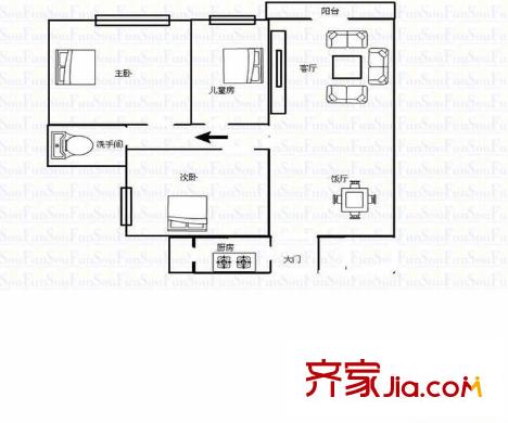 萬科廣場 2室 戶型圖