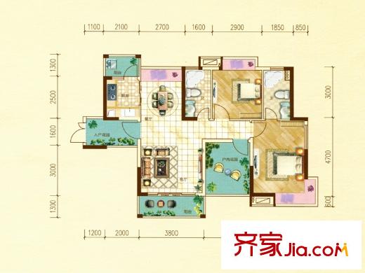 香樟1號8棟02/03房 3室2廳2衛(wèi)1廚